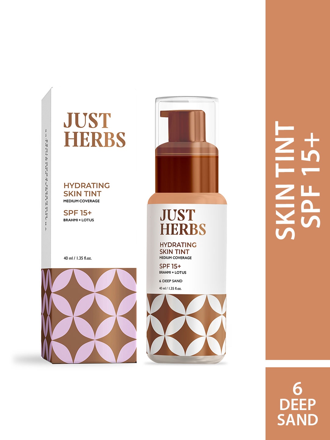

Just Herbs Skin Tint Natural BB and CC Cream - 6 Deep Sand 40 ml, Beige