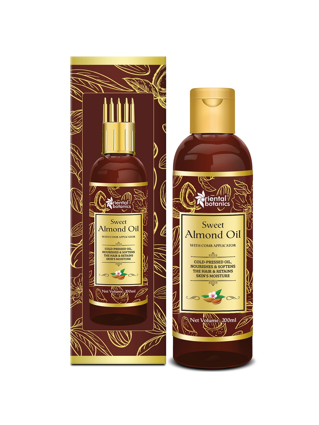 

Oriental Botanics Sweet Almond Oil With Comb Applicator 200 ml, Red