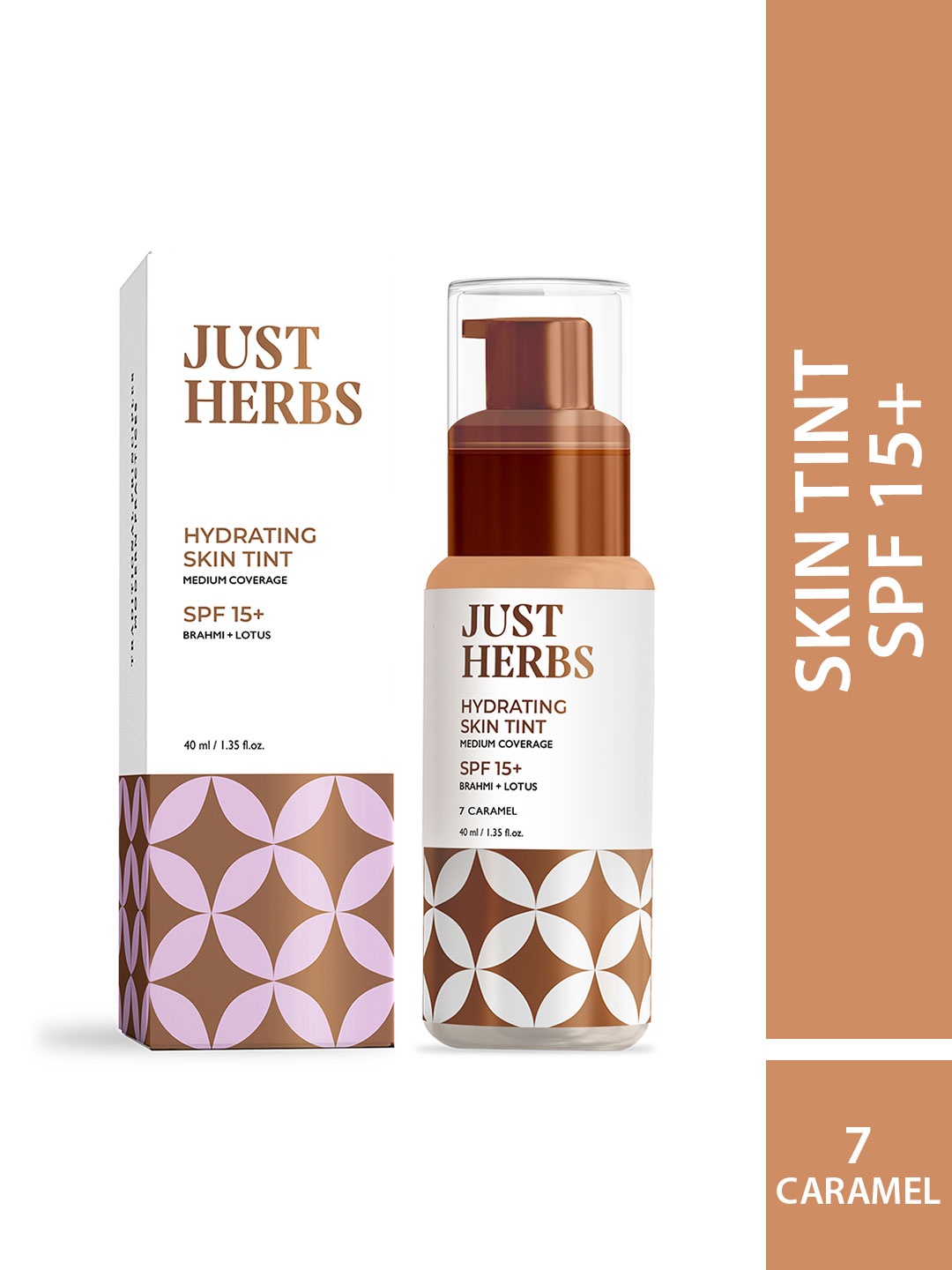 

Just Herbs Skin Tint Natural BB and CC Cream - 07 Caramel 40ml, Camel brown