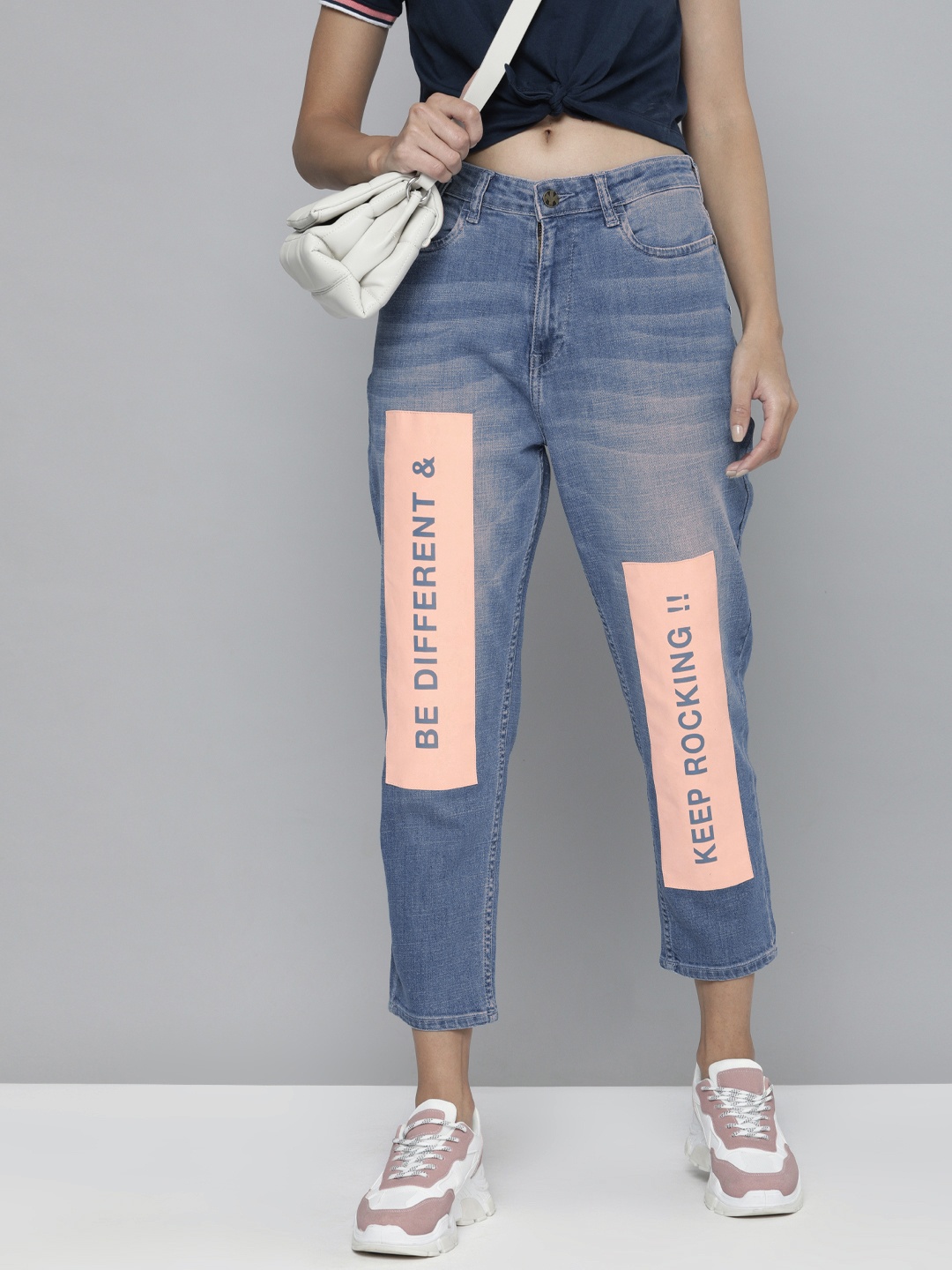 

Kook N Keech Women Blue Boyfriend Fit Mid-Rise Clean Look Jeans