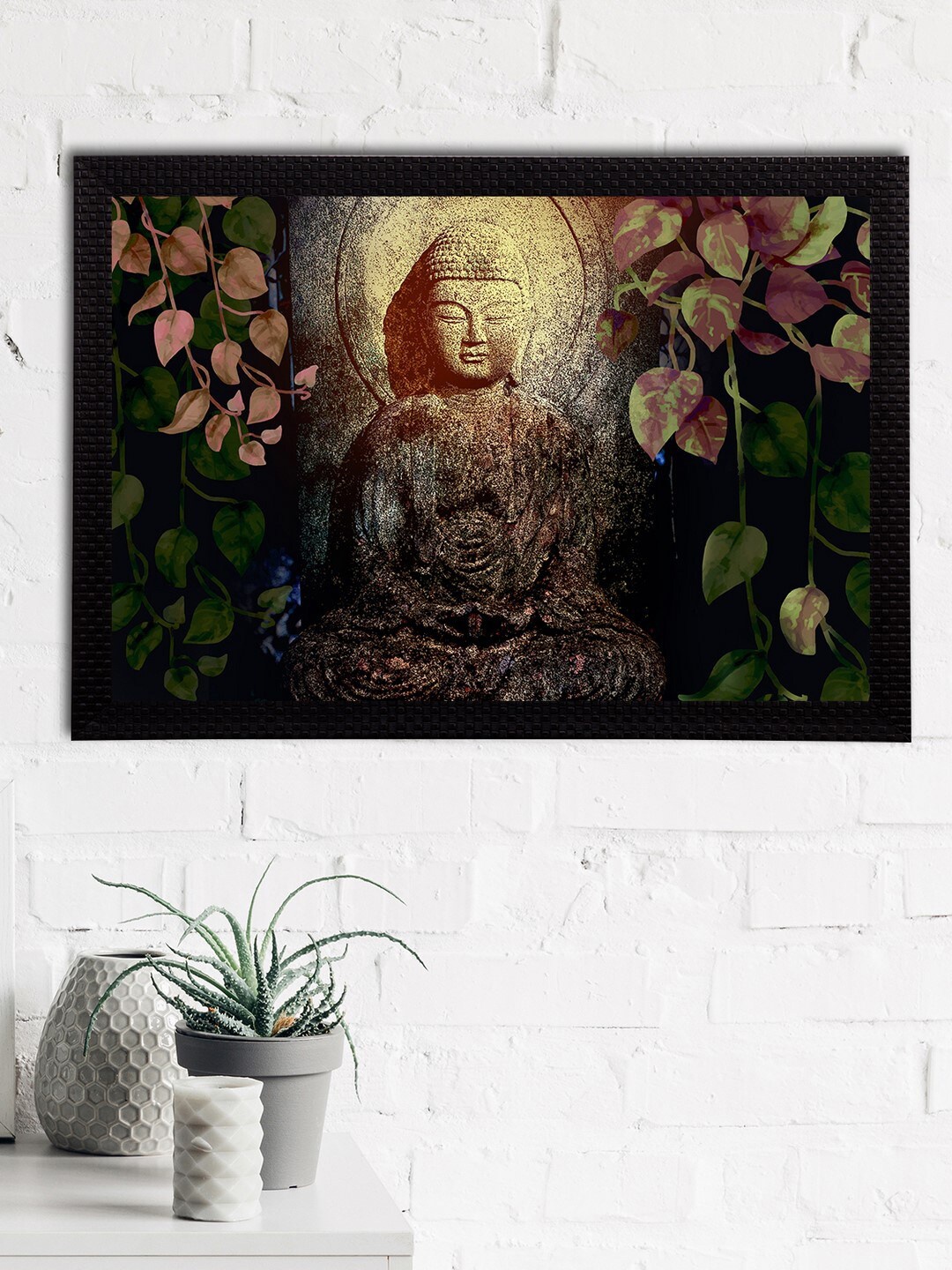 

eCraftIndia Black & Beige Meditating Lord Buddha Satin Matt Texture UV Art Painting