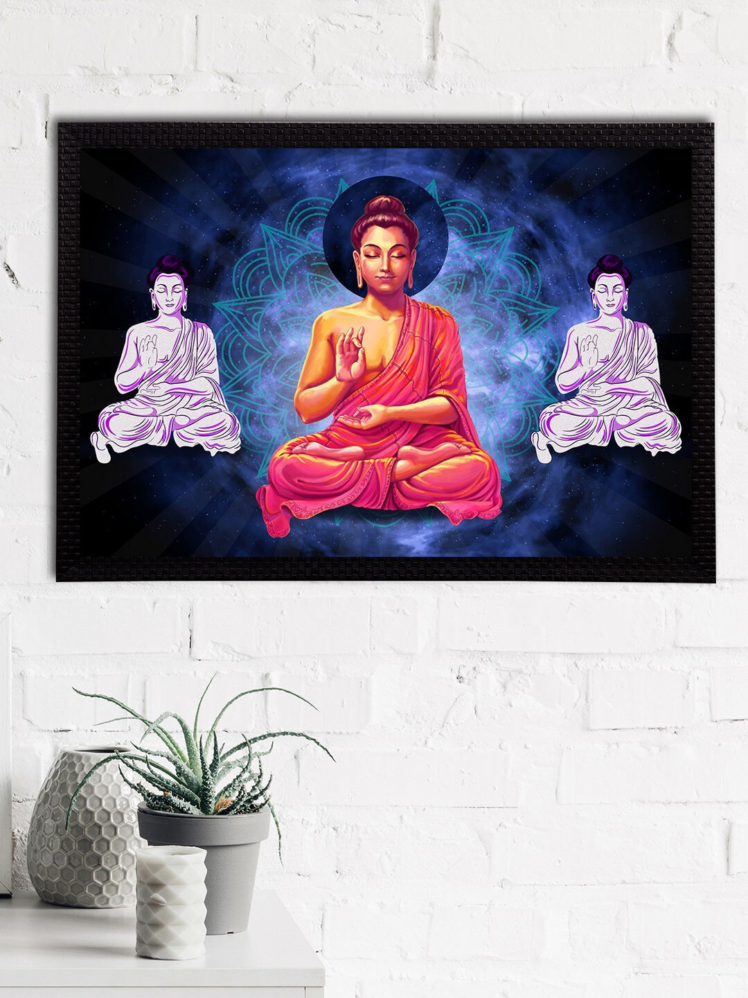 

eCraftIndia Blue & Black Meditating Lord Buddha Satin Matt Texture UV Art Painting