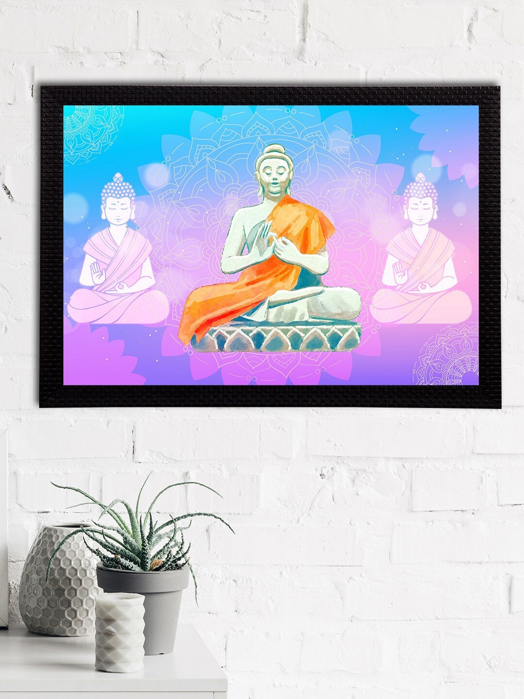 

eCraftIndia Blue & Purple Meditating Lord Buddha Satin Matt Texture UV Art Painting