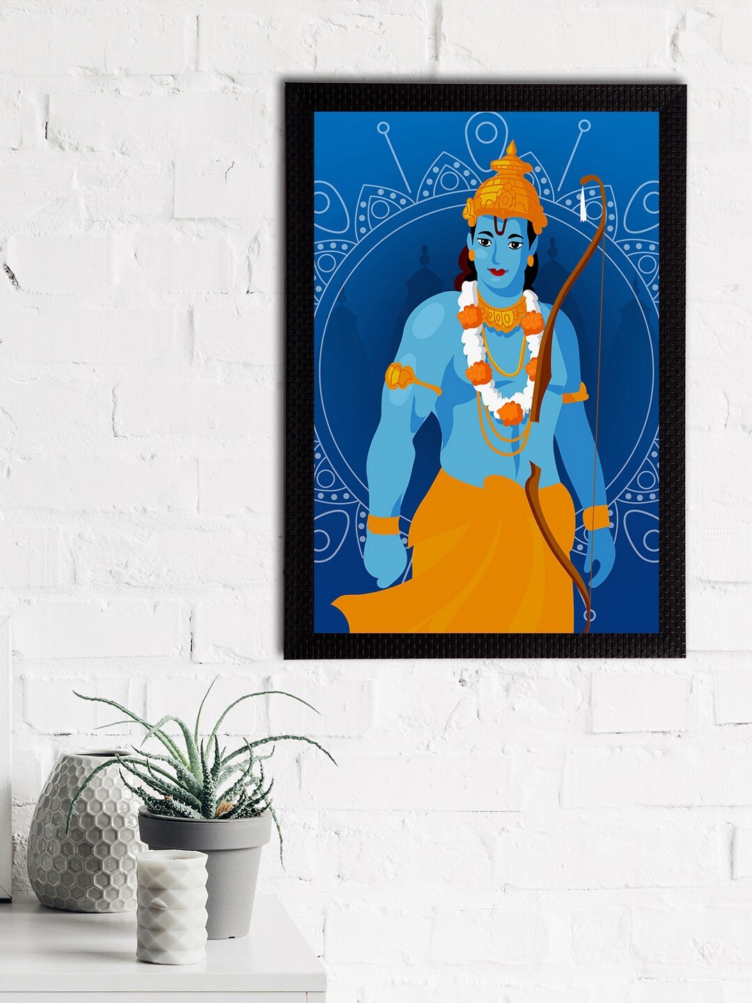 

eCraftIndia Blue & Gold-Coloured Lord Ram Satin Matt Texture UV Art Painting