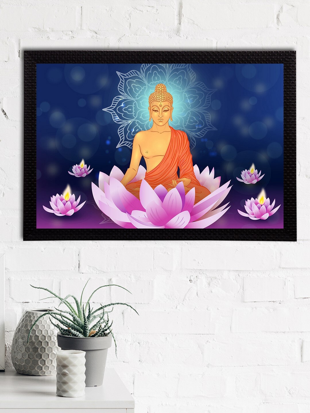 

eCraftIndia Blue & Orange Meditating Lord Buddha Satin Matt Texture UV Art Painting