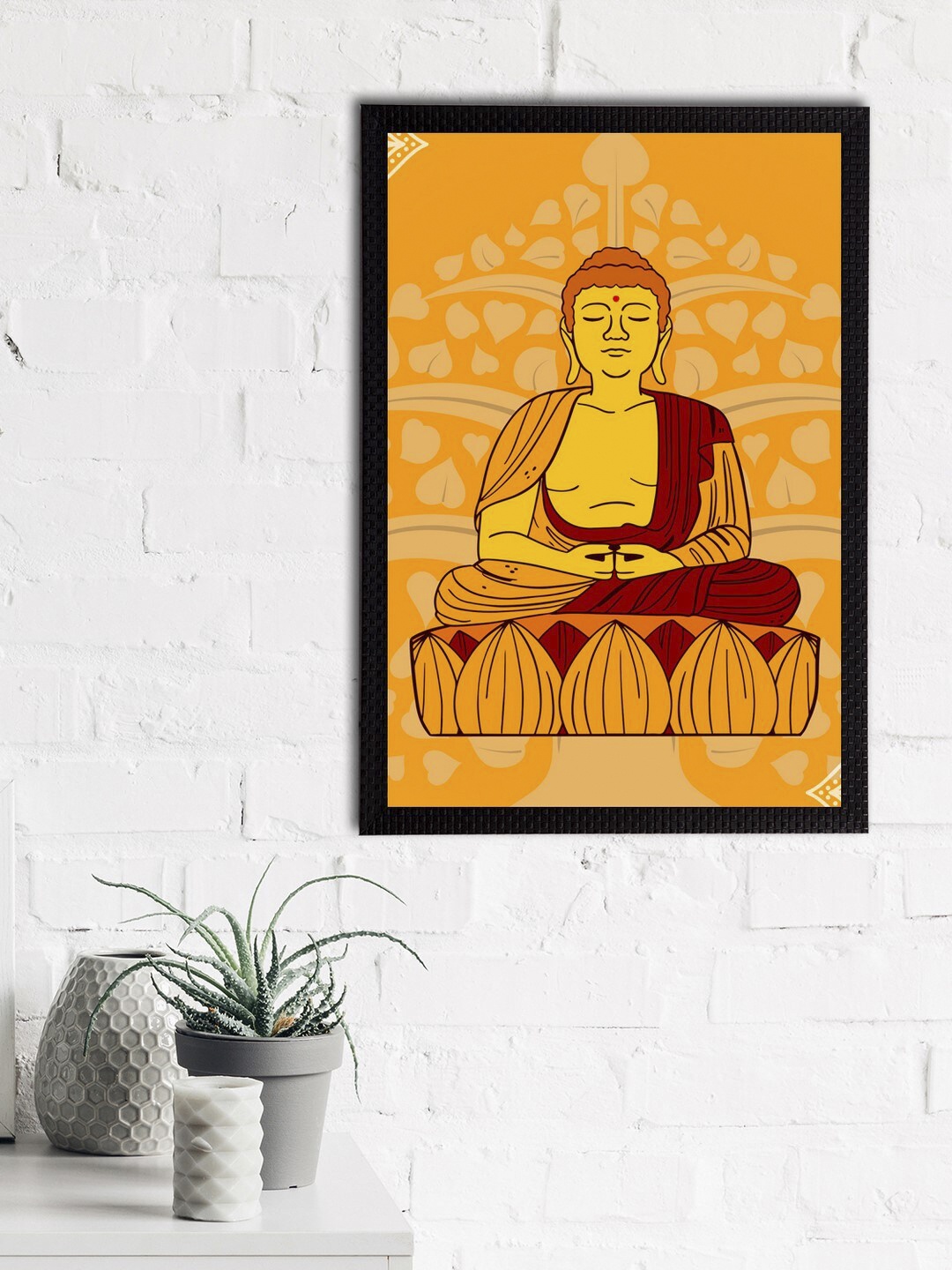 

eCraftIndia Yellow & Orange Meditating Lord Buddha Satin Matt Texture UV Wall Art