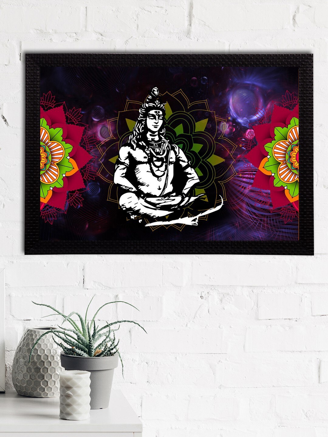 

eCraftIndia Blue & Green Lord Shiva Satin Matt Texture UV Art Painting