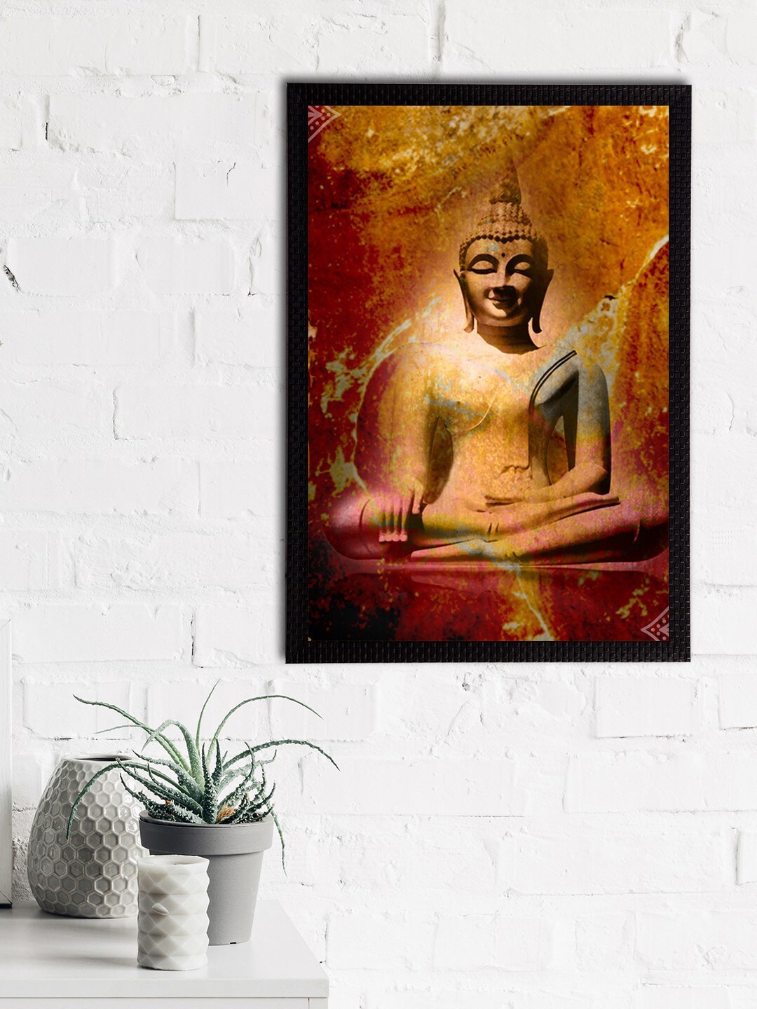 

eCraftIndia Beige & Brown Meditating Lord Buddha Satin Matt Texture UV Art Painting