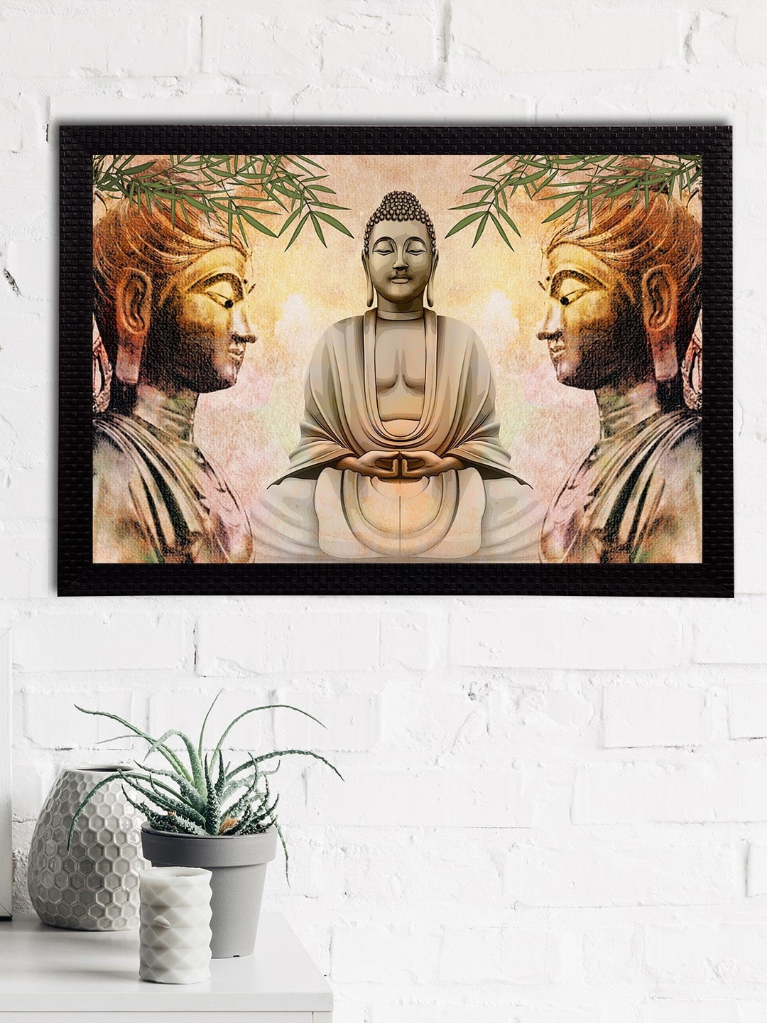 

eCraftIndia Beige & Brown Meditating Lord Buddha Satin Matt Texture UV Art Painting