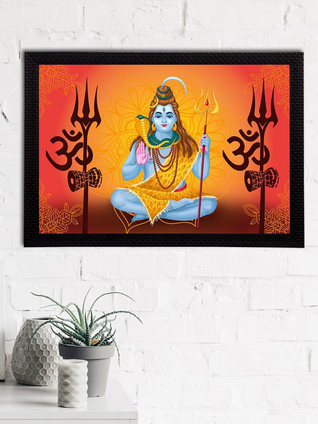 

eCraftIndia Orange & Blue Lord Shiva Satin Matt Texture UV Art Painting