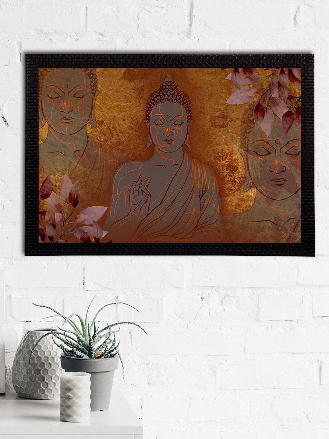 

eCraftIndia Brown & Grey Meditating Lord Buddha Satin Matt Texture UV Art Painting