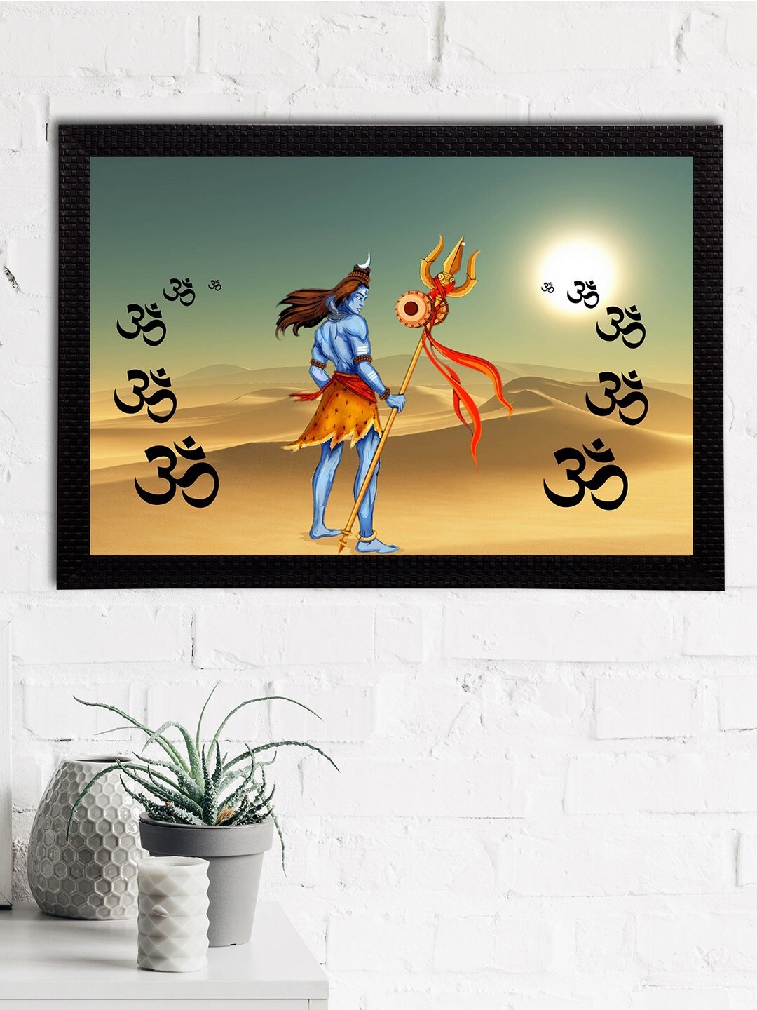 

eCraftIndia Blue & Brown Lord Shiva Satin Matt Texture UV Art Painting
