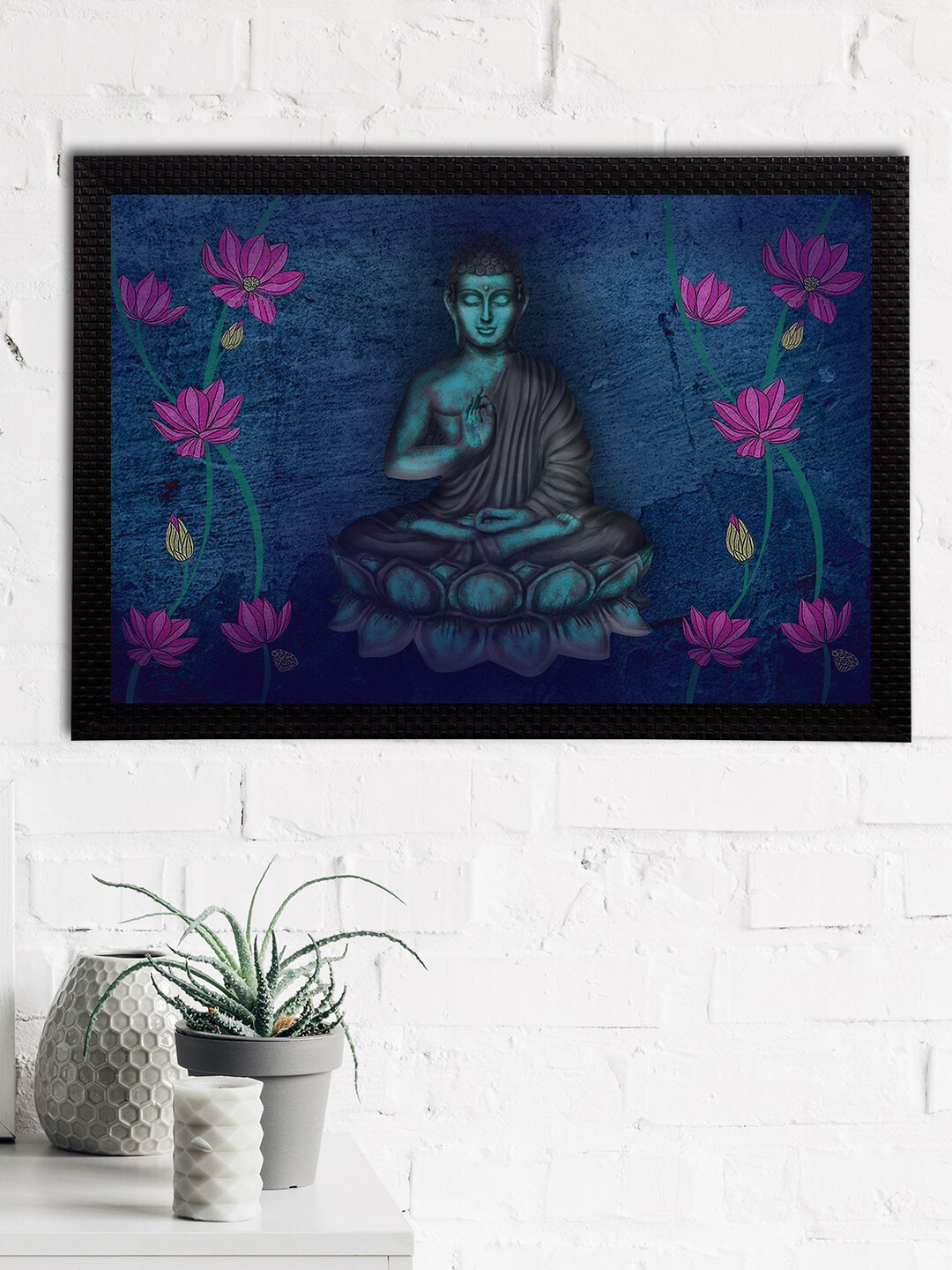 

eCraftIndia Blue & Pink Meditating Lord Buddha Satin Matt Textured UV Wall Art