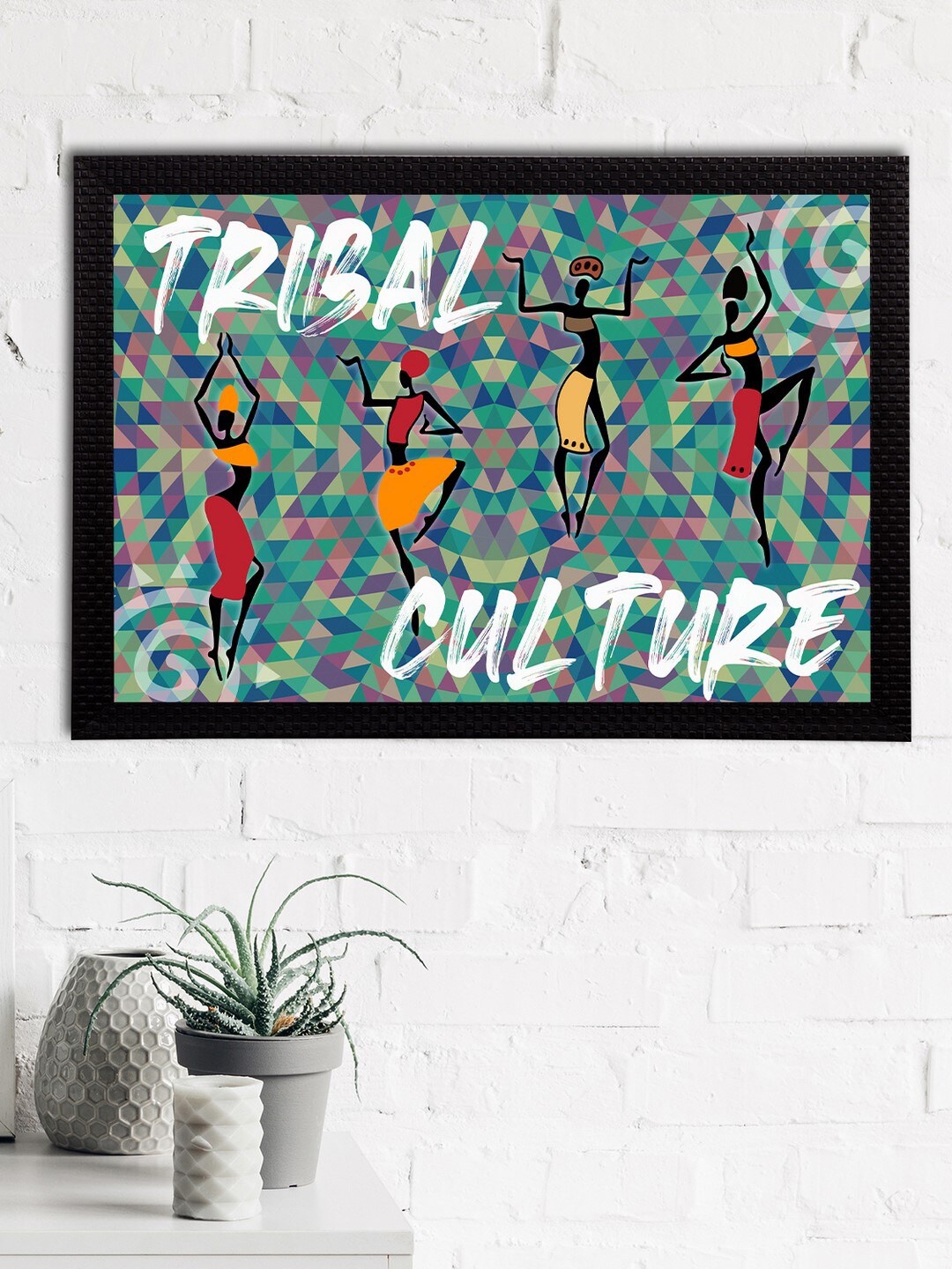 

eCraftIndia Green & Blue Tribal Theme Satin Matt Texture UV Wall Painting