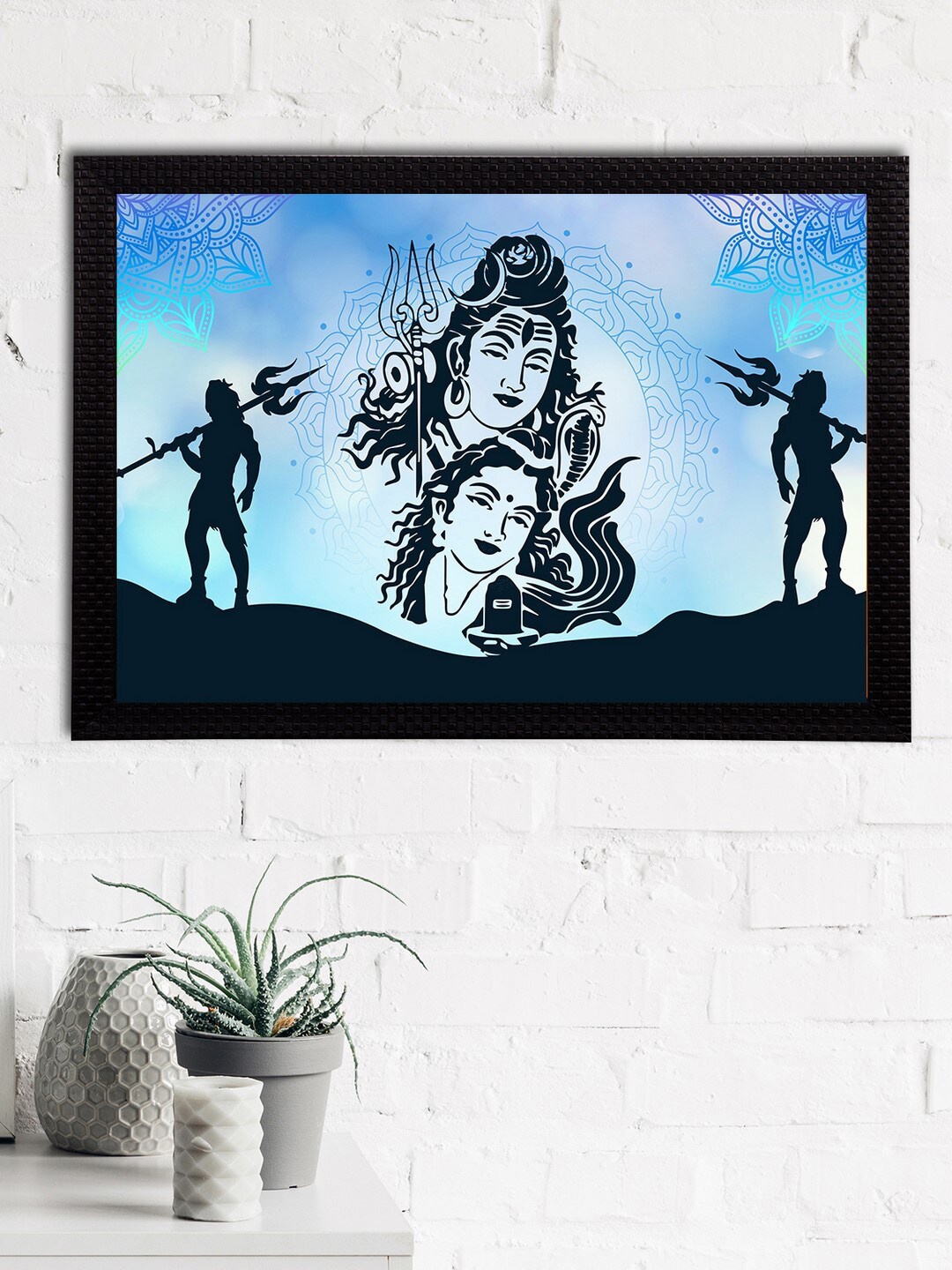 

eCraftIndia Blue Lord Shiva Satin Matt Textured UV Wall Art