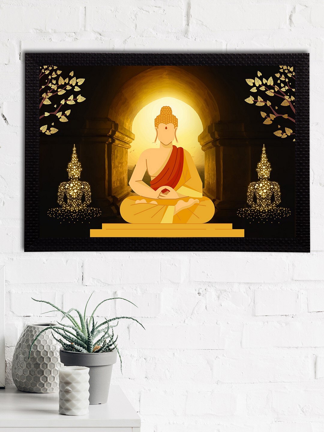 

eCraftIndia Black & Brown Meditating Lord Buddha Satin Matt Textured UV Wall Art
