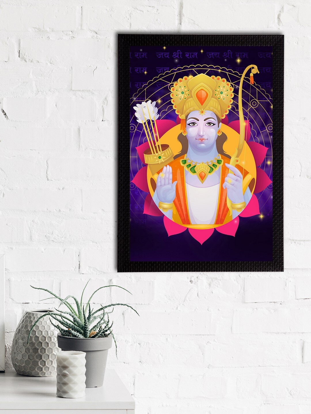 

eCraftIndia Purple & Gold-Toned Lord Ram Satin Matt Textured UV Wall Art