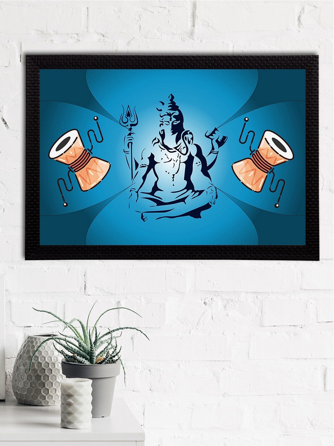 

eCraftIndia Blue & Black Lord Shiva Satin Matt Textured UV Wall Art