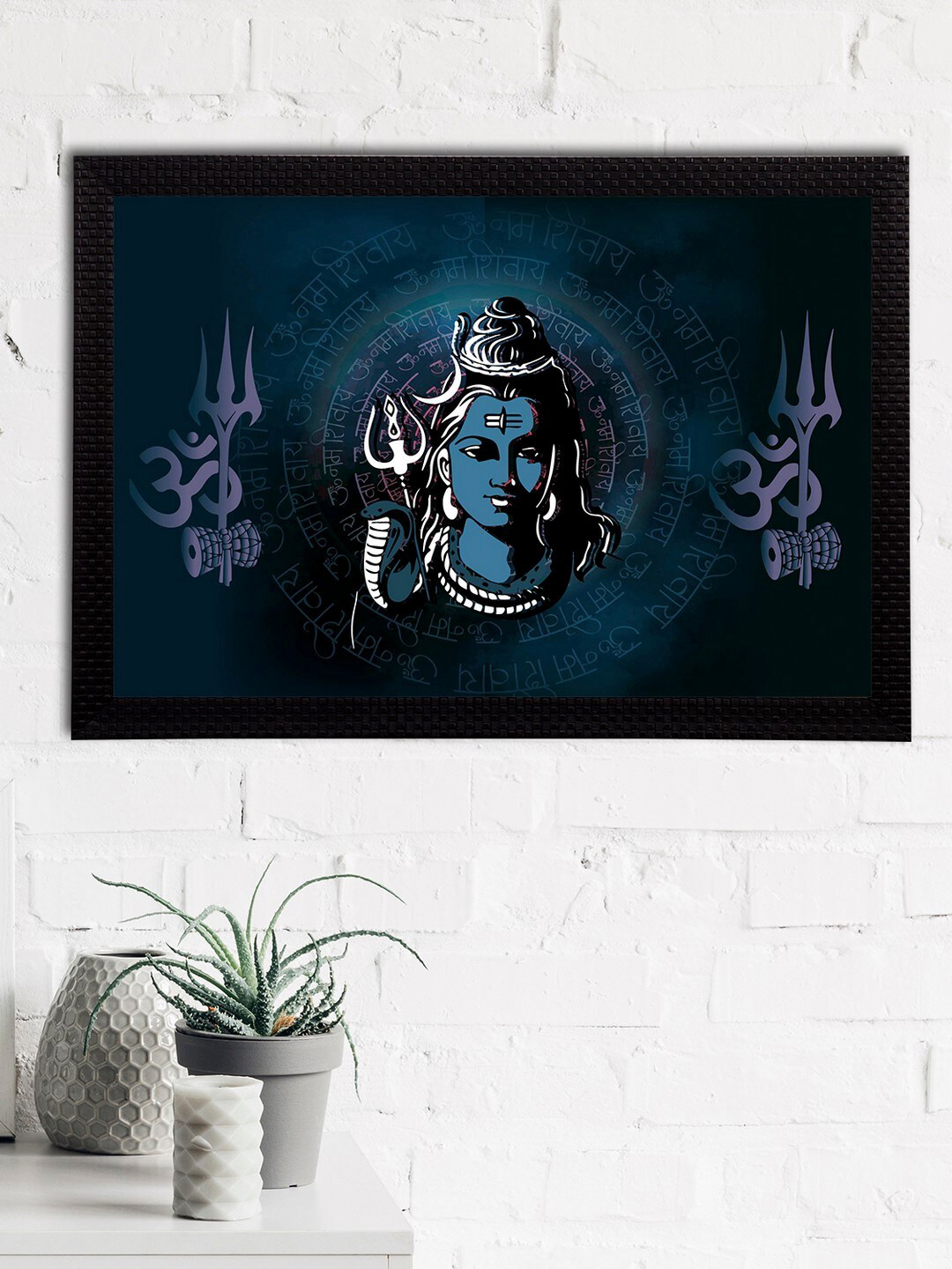 

eCraftIndia Blue & White Lord Shiva Satin Matt Textured UV Wall Art