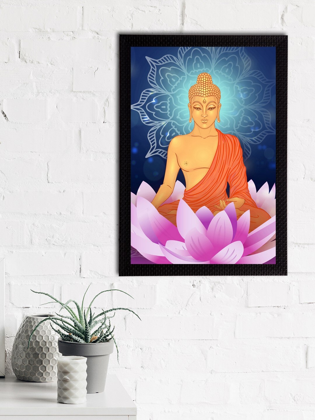 

eCraftIndia Blue & Pink Meditating Lord Buddha Satin Matt Textured UV Wall Art