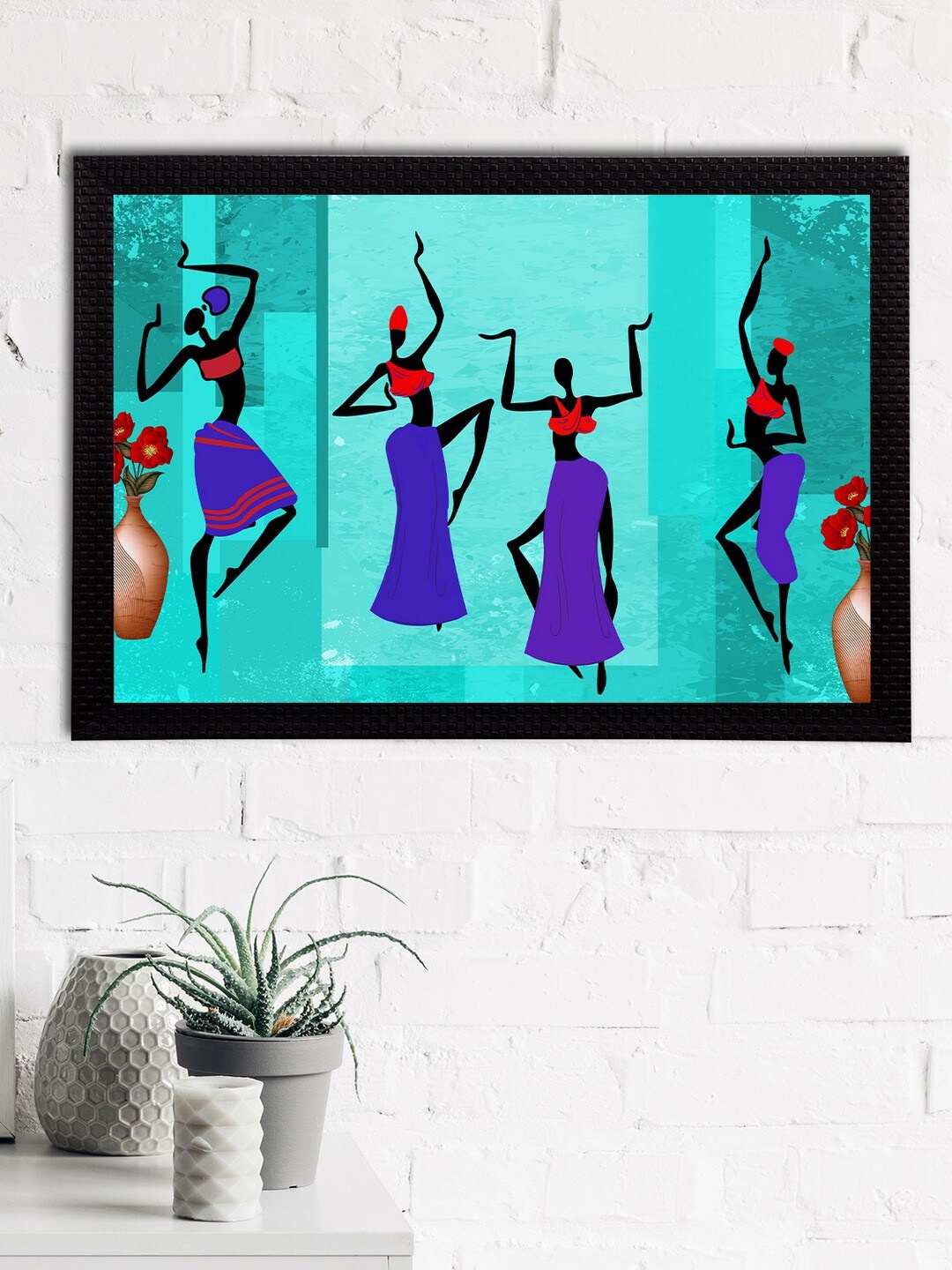 

eCraftIndia Blue & Red Tribal Theme Satin Matt Textured UV Wall Art