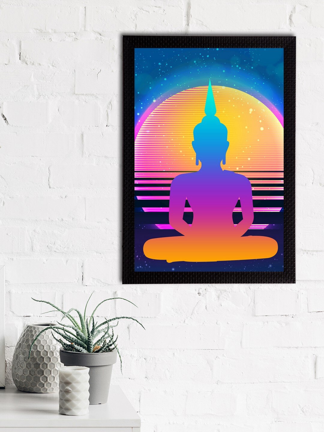 

eCraftIndia Blue & Pink Meditating Lord Buddha Satin Matt Textured UV Wall Art