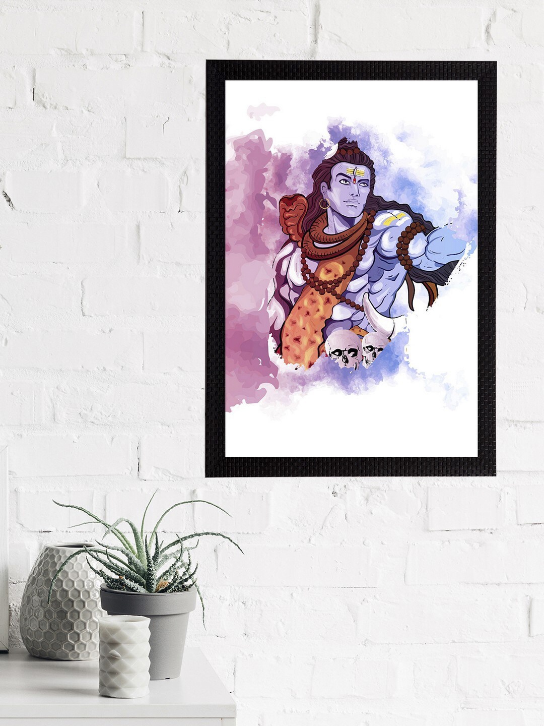 

eCraftIndia Purple & White Lord Shiva Satin Matt Textured UV Wall Art