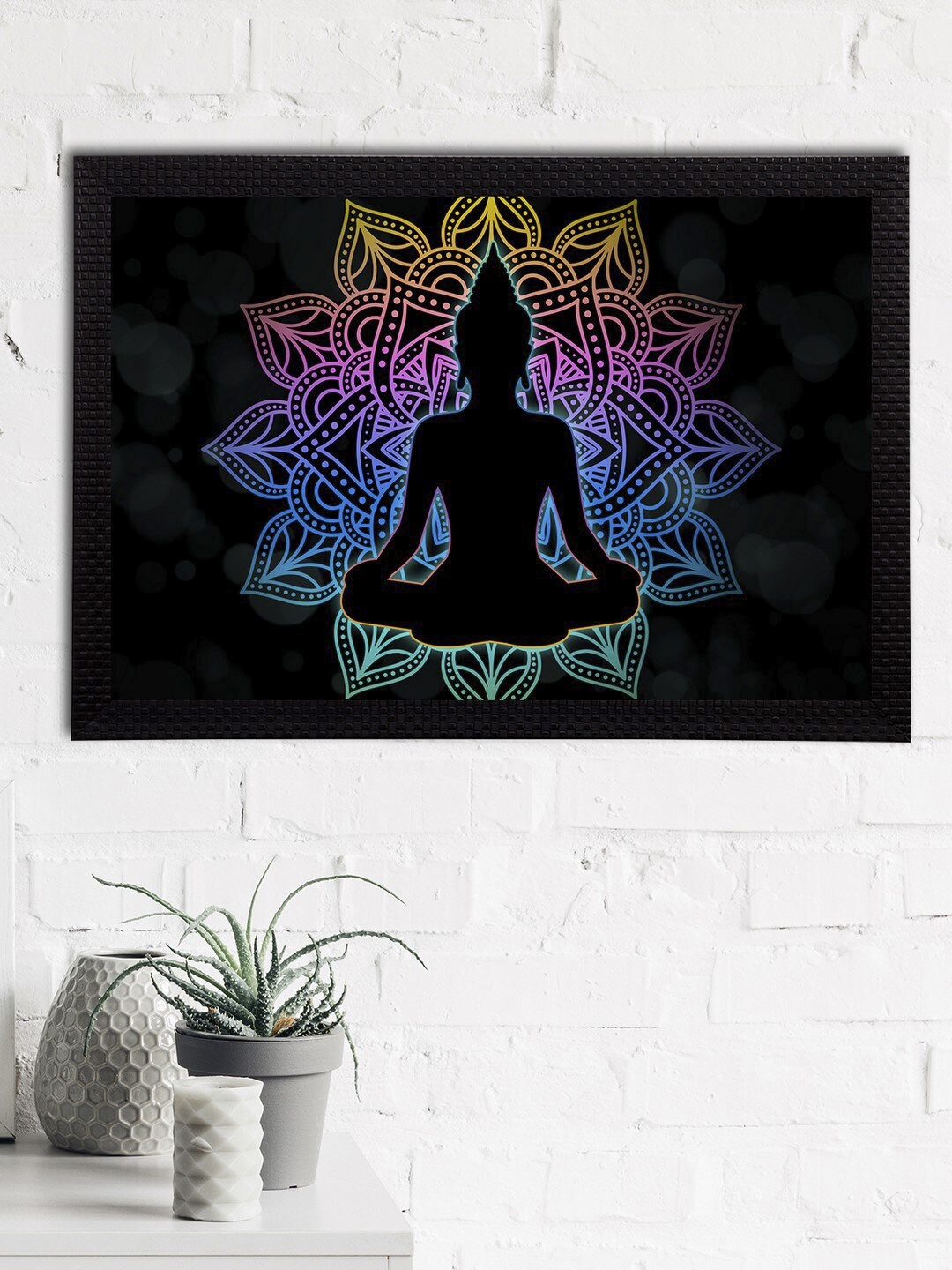 

eCraftIndia Black & Blue Meditating Lord Buddha Satin Matt Textured UV Wall Art