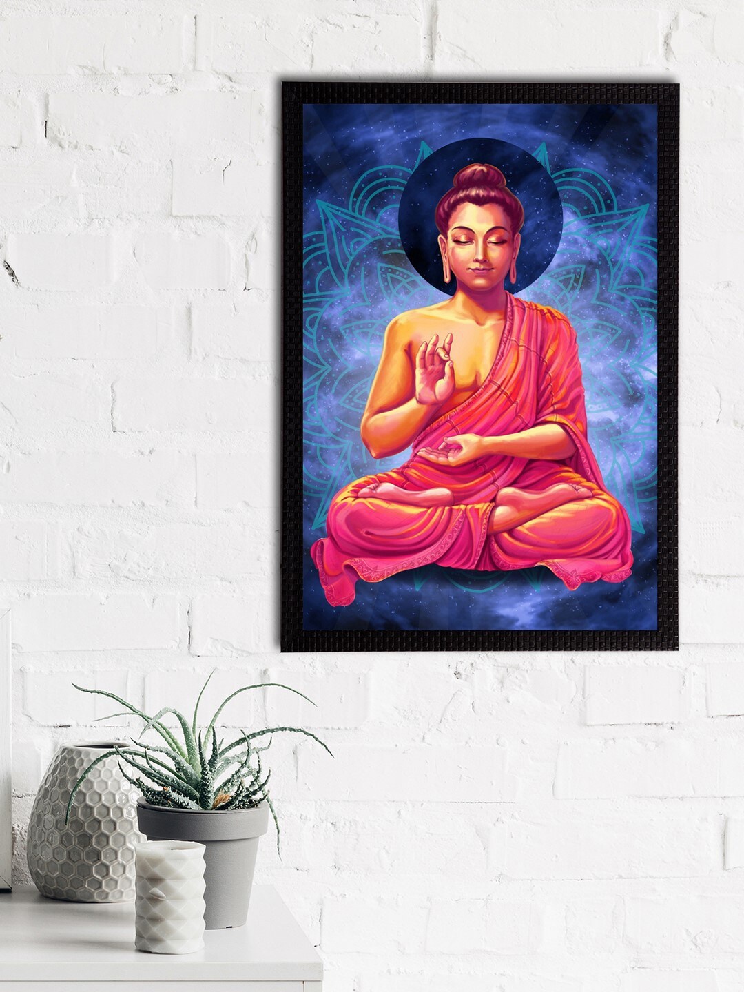 

eCraftIndia Blue & Pink Meditating Lord Buddha Satin Matt Textured UV Wall Art