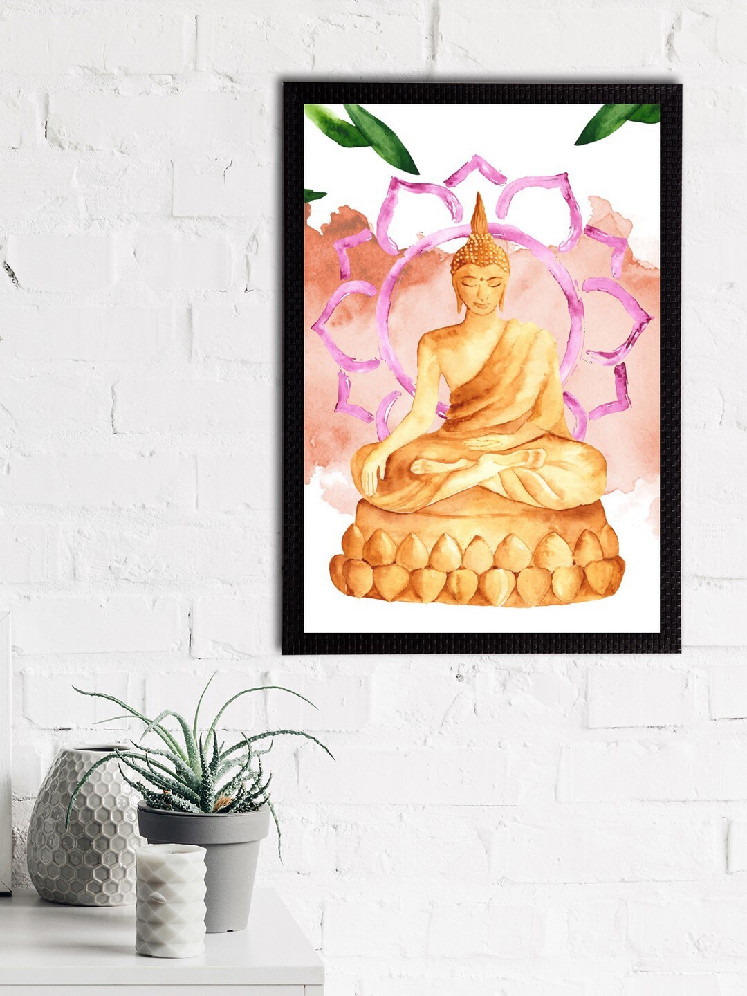 

eCraftIndia Beige & Pink Meditating Lord Buddha Satin Matt Texture UV Wall Art