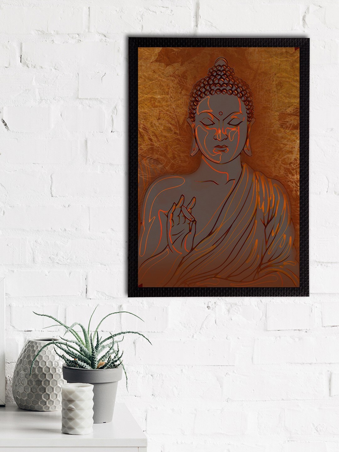 

eCraftIndia Brown Meditating Lord Buddha Satin Matt Texture UV Wall Art