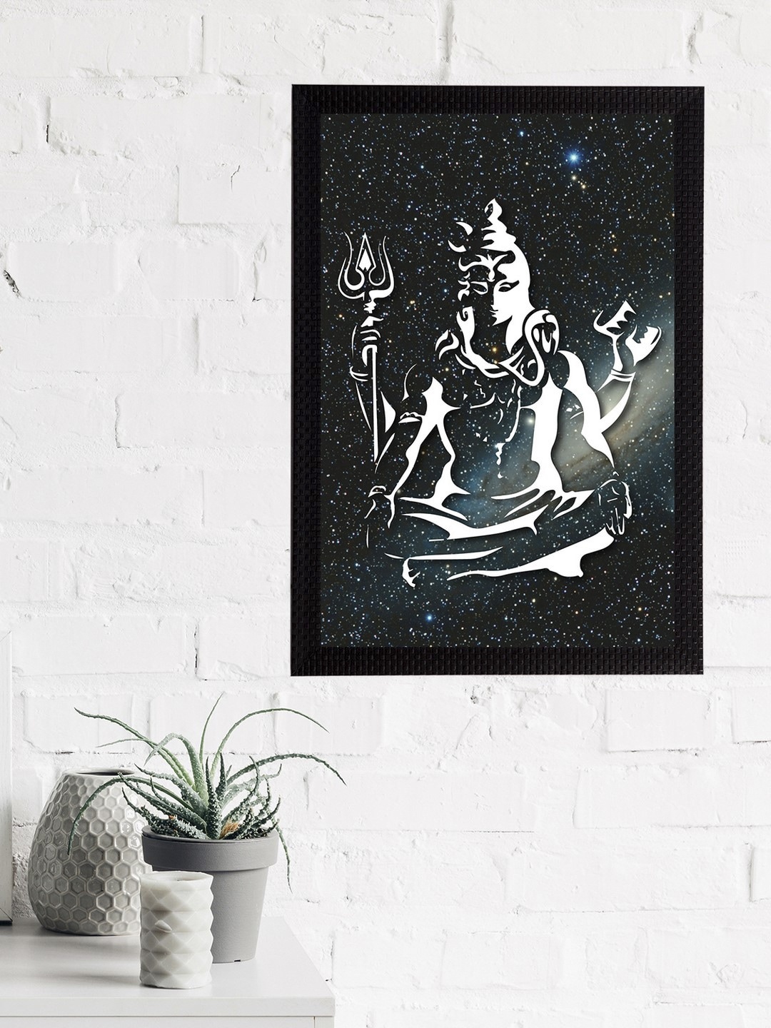 

eCraftIndia Black & White Lord Shiva Satin Matt Texture UV Wall Art