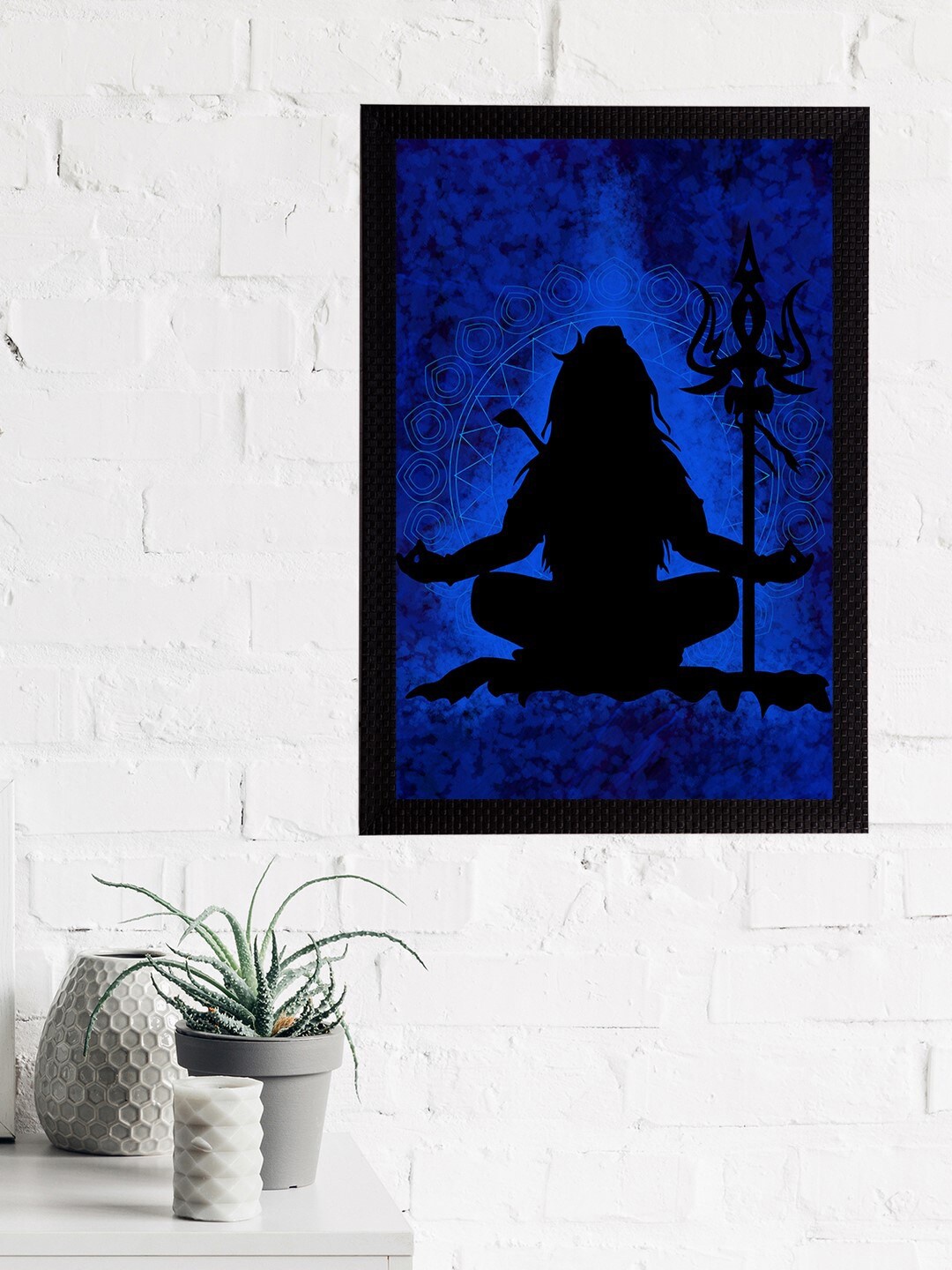 

eCraftIndia Blue & Black Lord Shiva Satin Matt Textured UV Wall Art