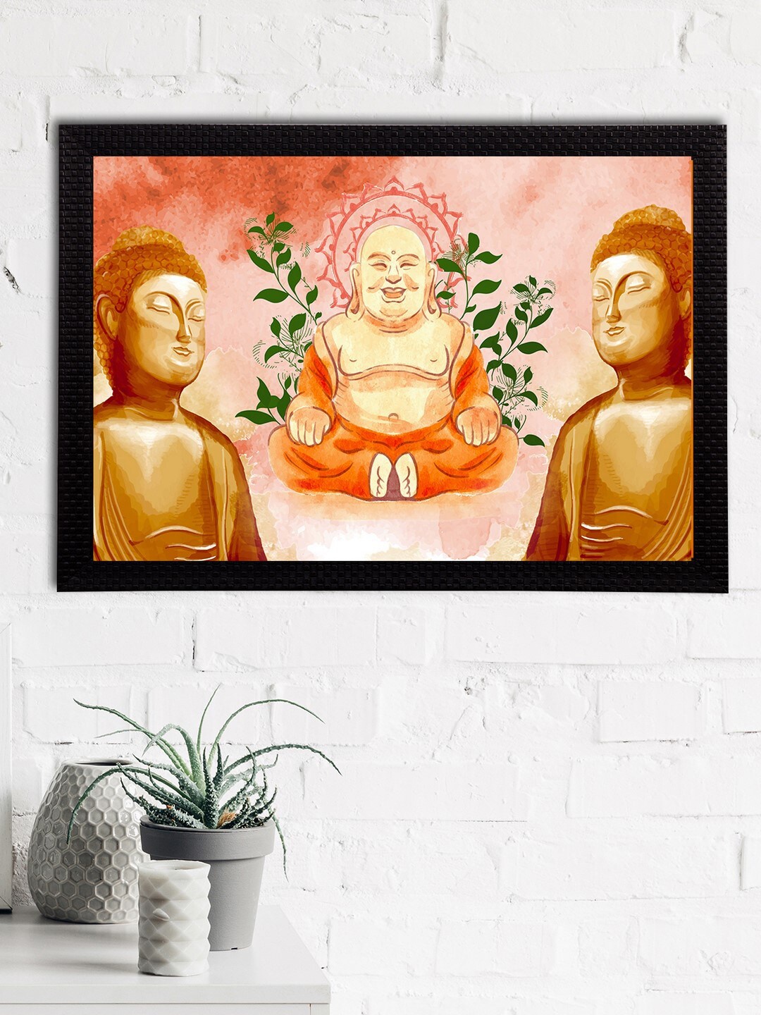 

eCraftIndia Brown & Orange Meditating Lord Buddha Satin Matt Texture UV Wall Art