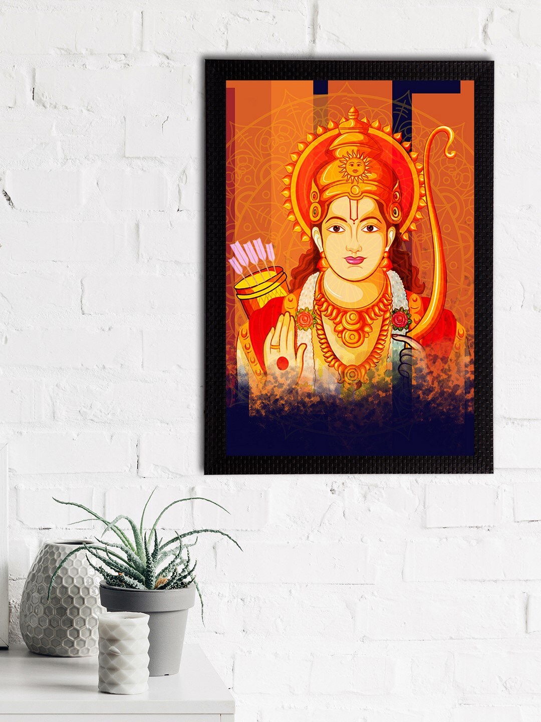 

eCraftIndia Orange & Blue Lord Ram Satin Matt Textured UV Wall Art