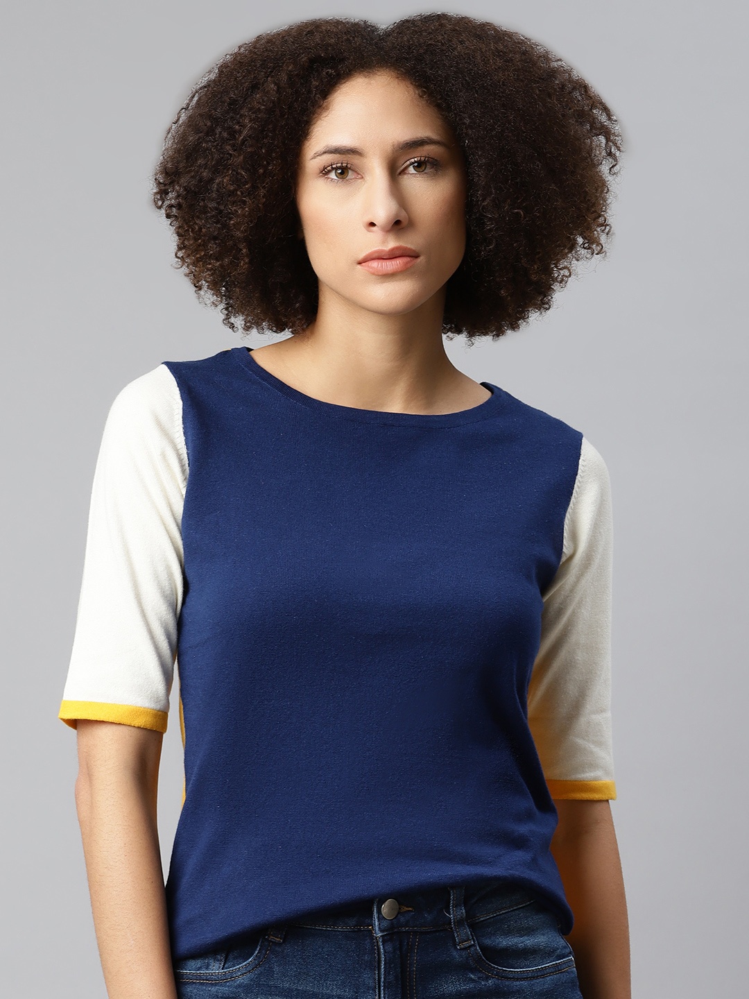 

The Roadster Lifestyle Co Navy Blue Colourblock Top