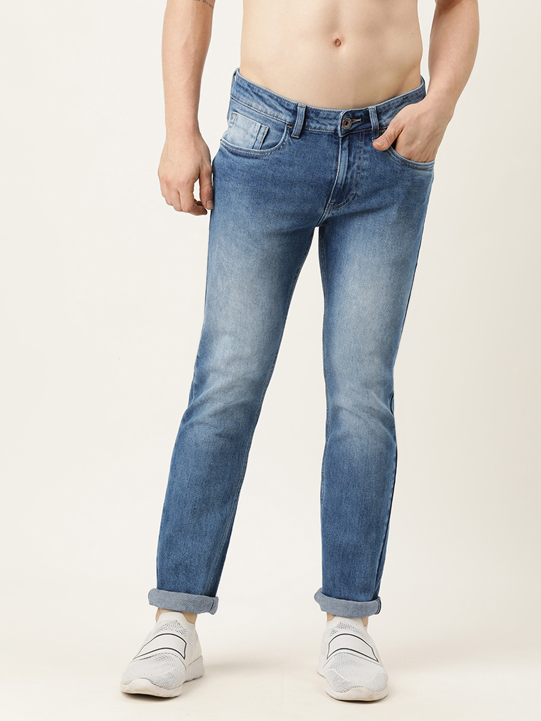 

Flying Machine Men Blue Micheal Slim Tapered Fit Heavy Fade Stretchable Jeans