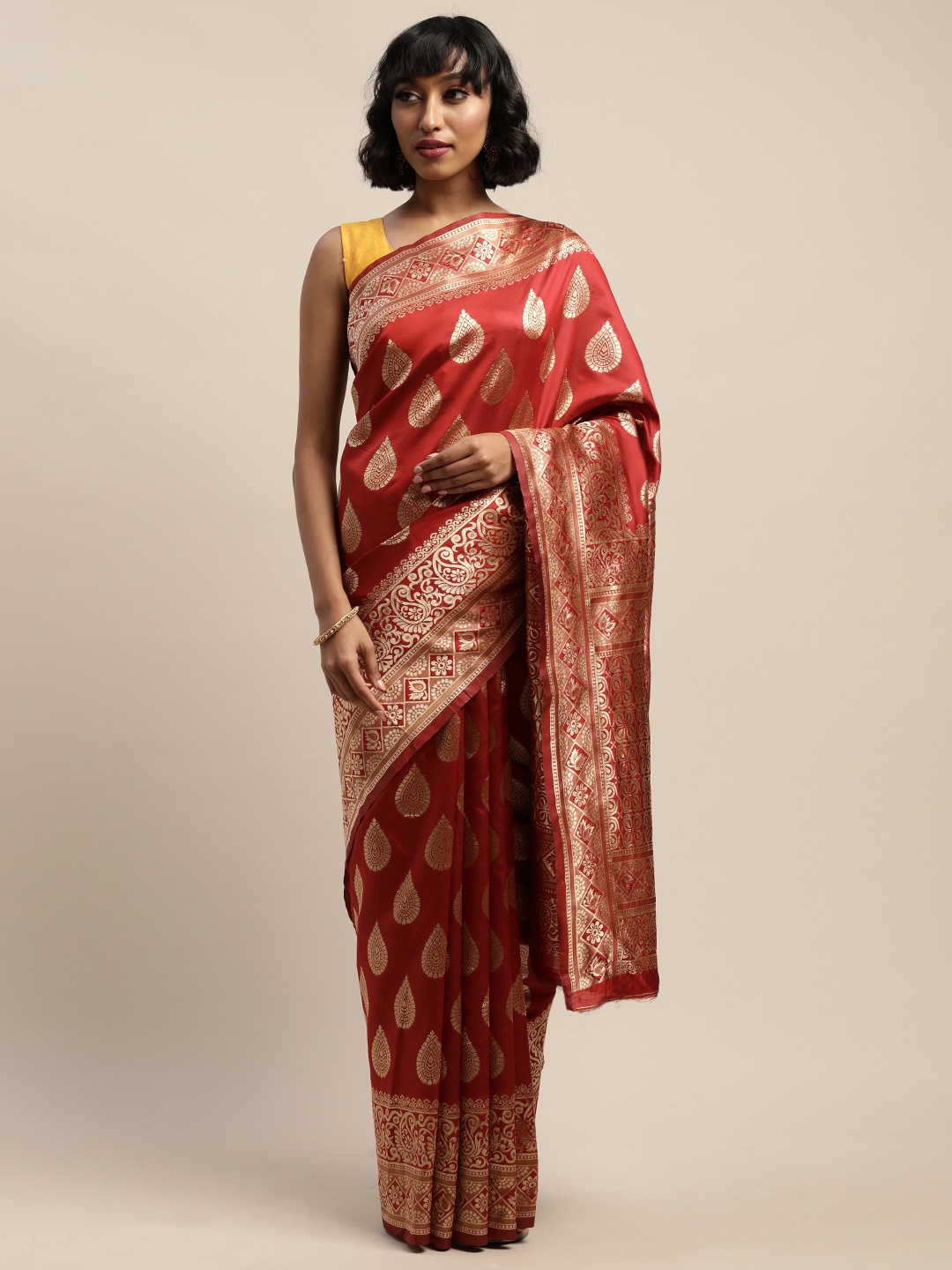 

Mitera Red & Golden Woven Design Saree