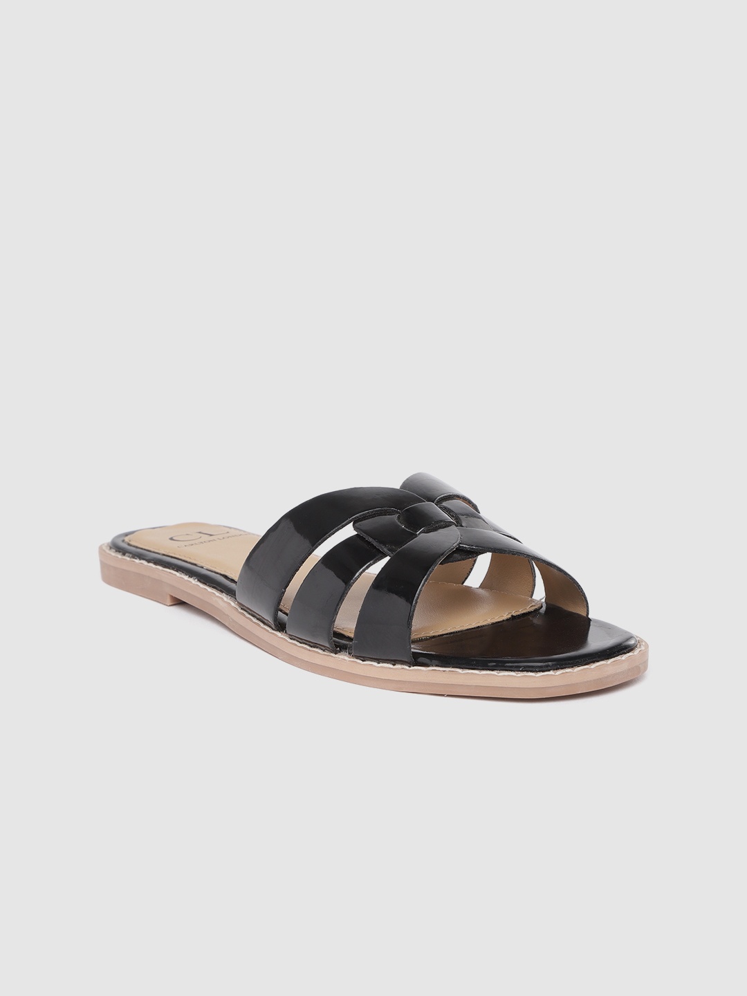 

Carlton London Women Black Solid Open Toe Flats