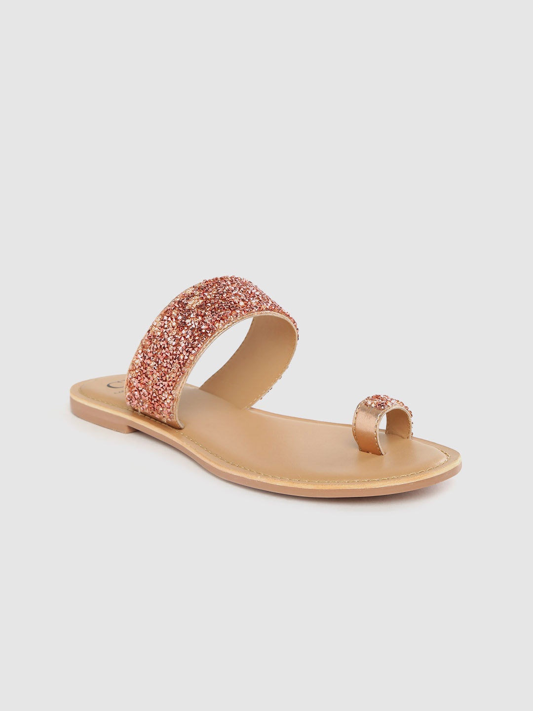 

Carlton London Women Rose Gold-Toned Embellished One Toe Flats