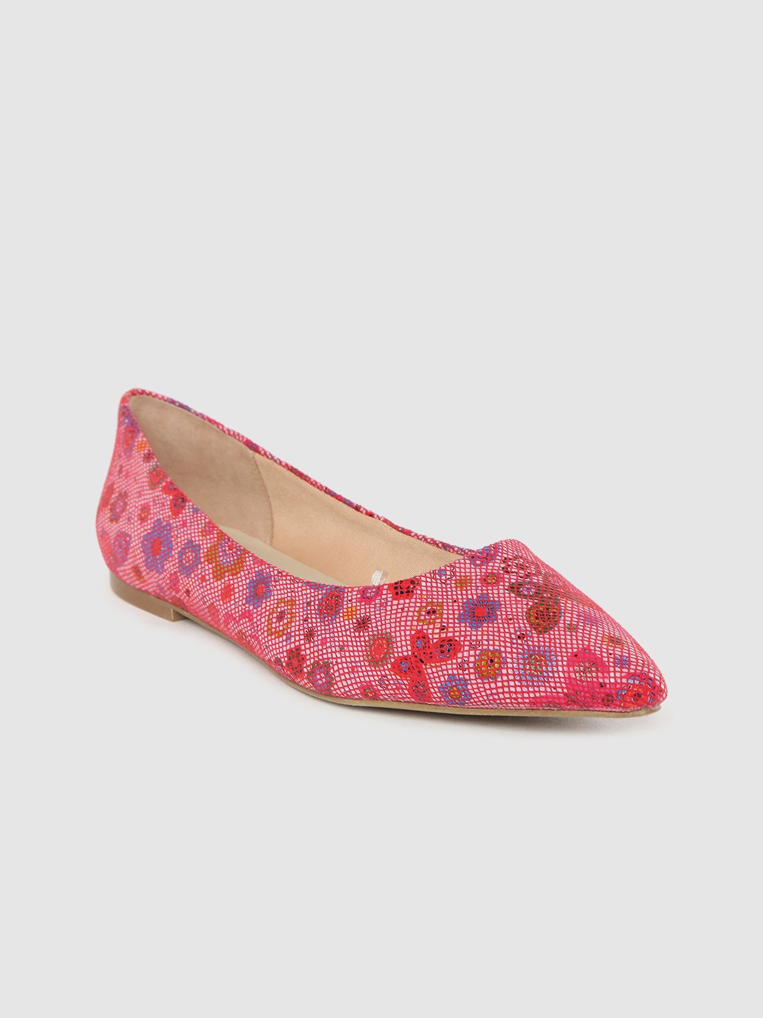 

Carlton London Women Pink & Blue Floral Print Ballerinas