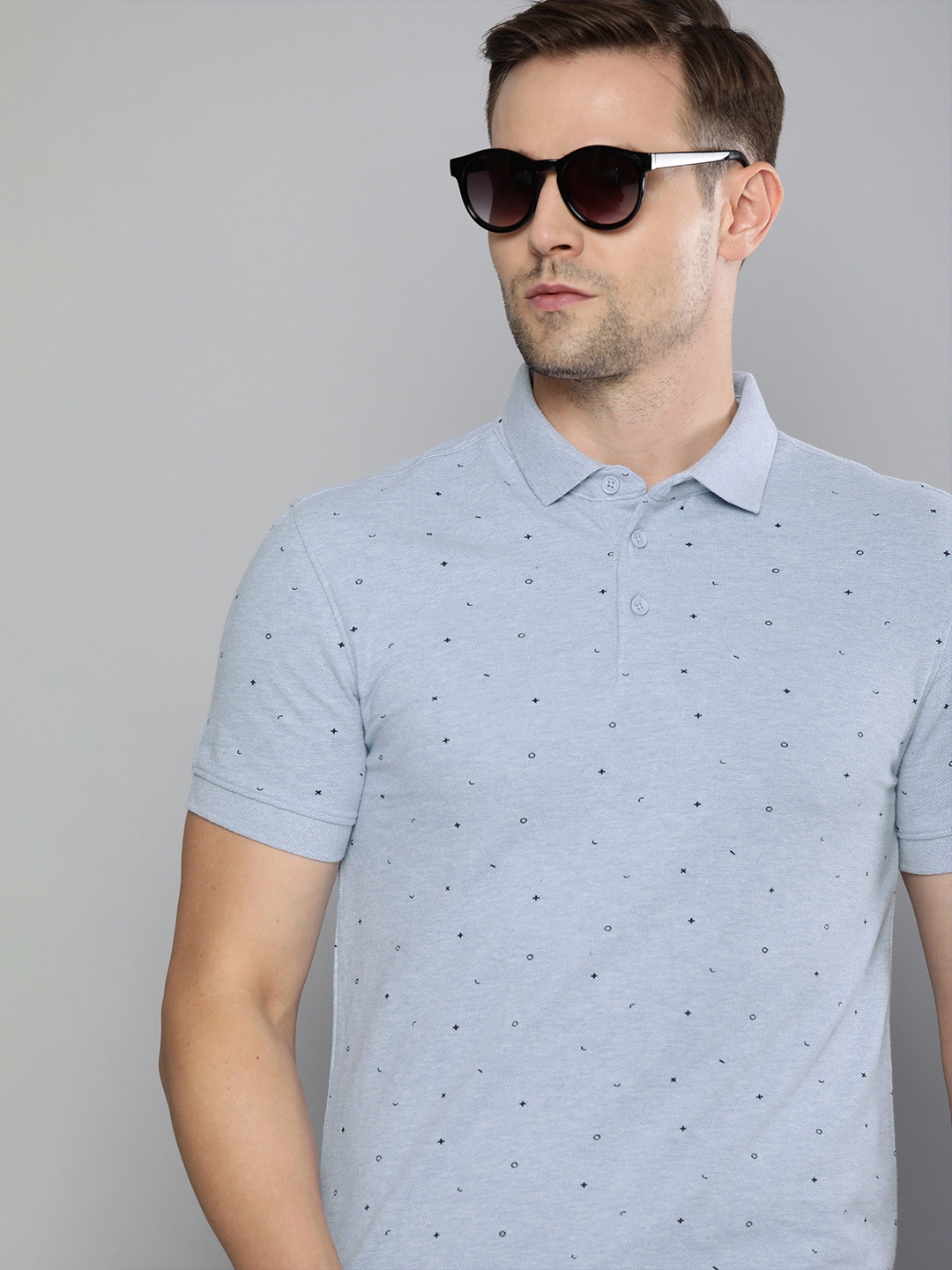 

Levis Men Blue Black Printed Polo Collar Pure Cotton T-shirt