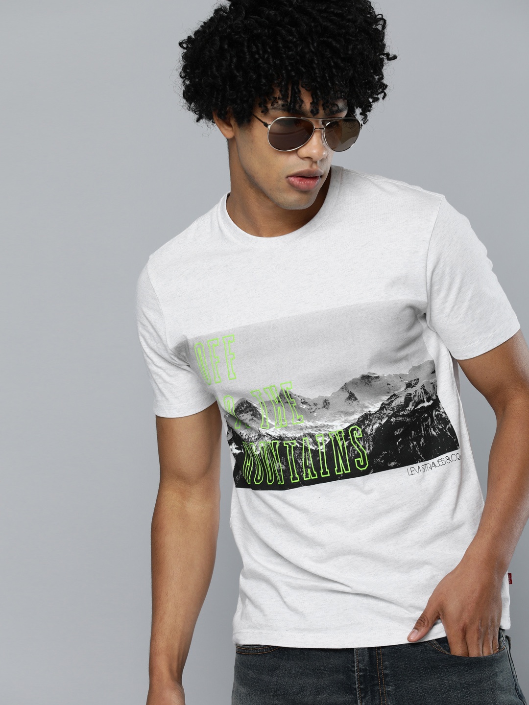 

Levis Men Grey Printed Round Neck Pure Cotton T-shirt
