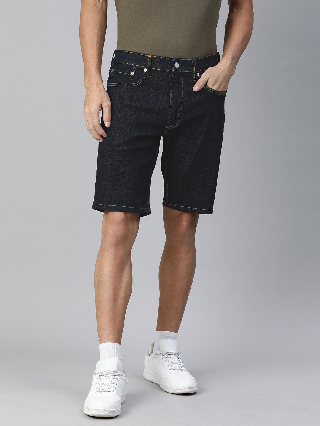 

Levis Men Blue Solid Regular Fit Sustainable Denim Shorts