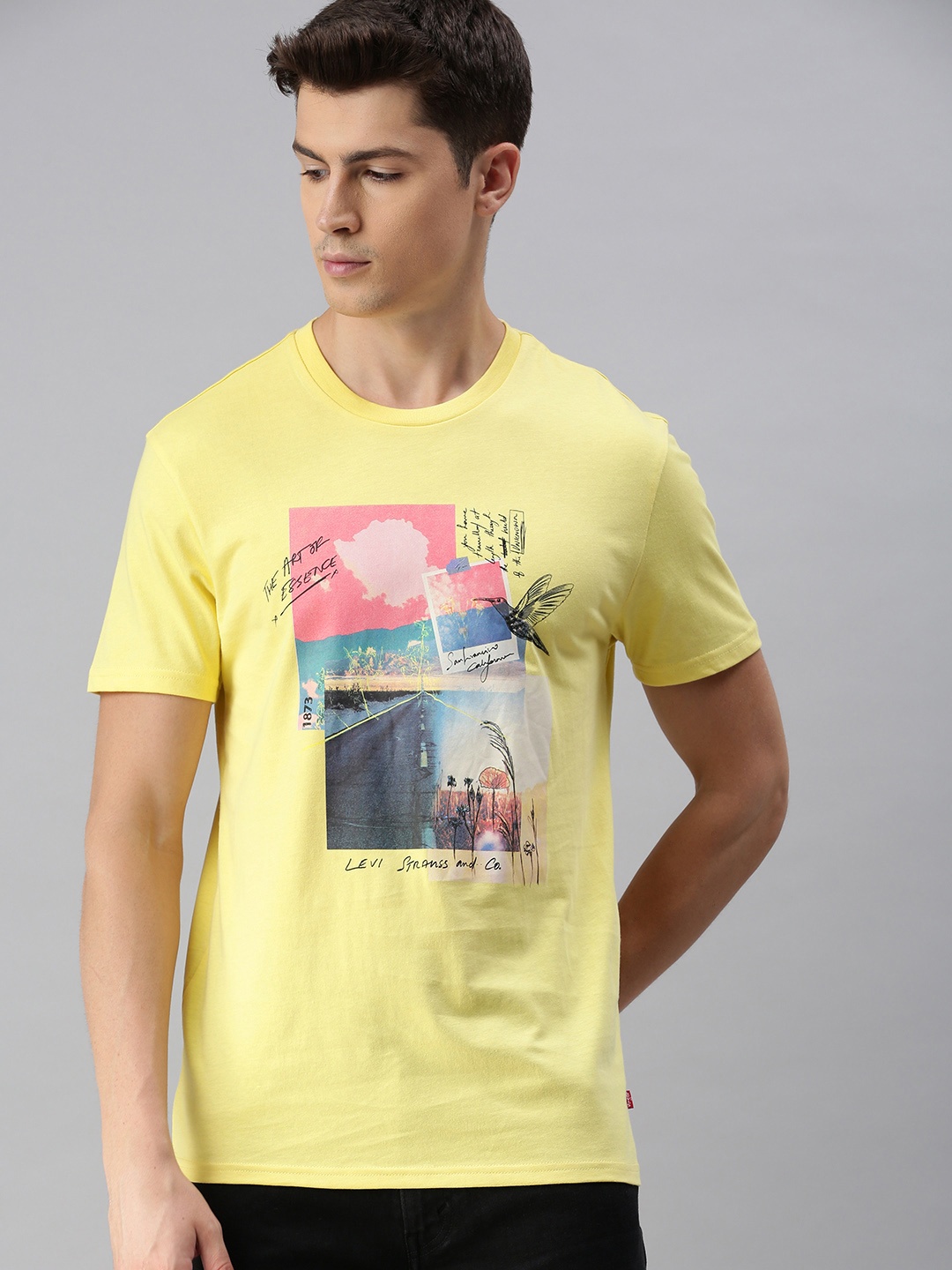 

Levis Men Yellow Printed Round Neck Pure Cotton T-shirt