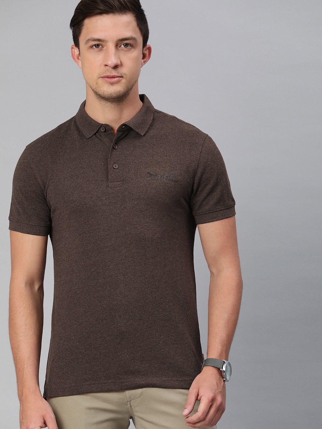 

Levis Men Charcoal Grey Solid Polo Collar Sustainable T-shirt