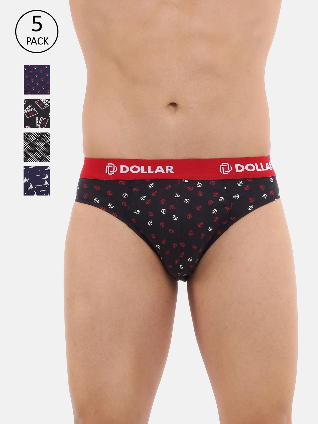

Dollar Bigboss Men Printed Pack of 5 Combed Cotton Brief, Assorted