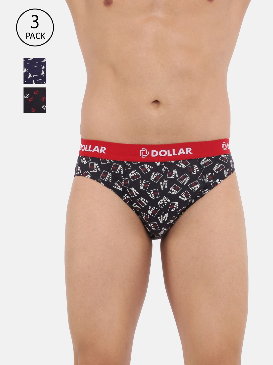 

Dollar Bigboss Men Printed Pack of 3 Combed Cotton Brief MDBR-12, Assorted