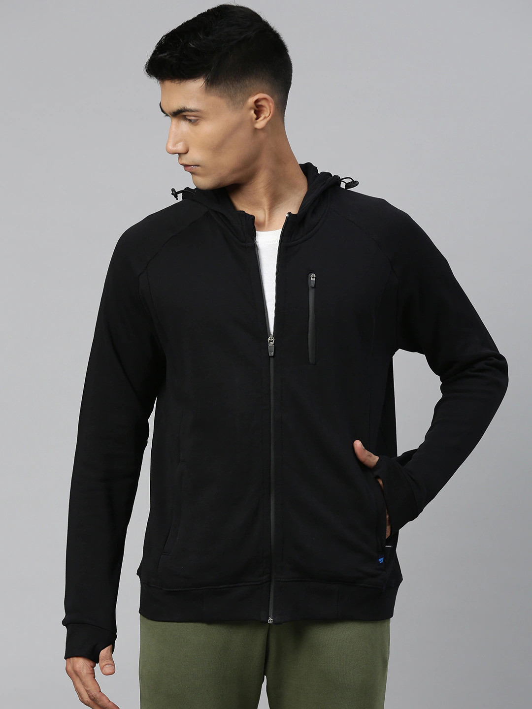 

Kosha Men Black Solid Pure Organic Cotton Hooded Sweatshirt