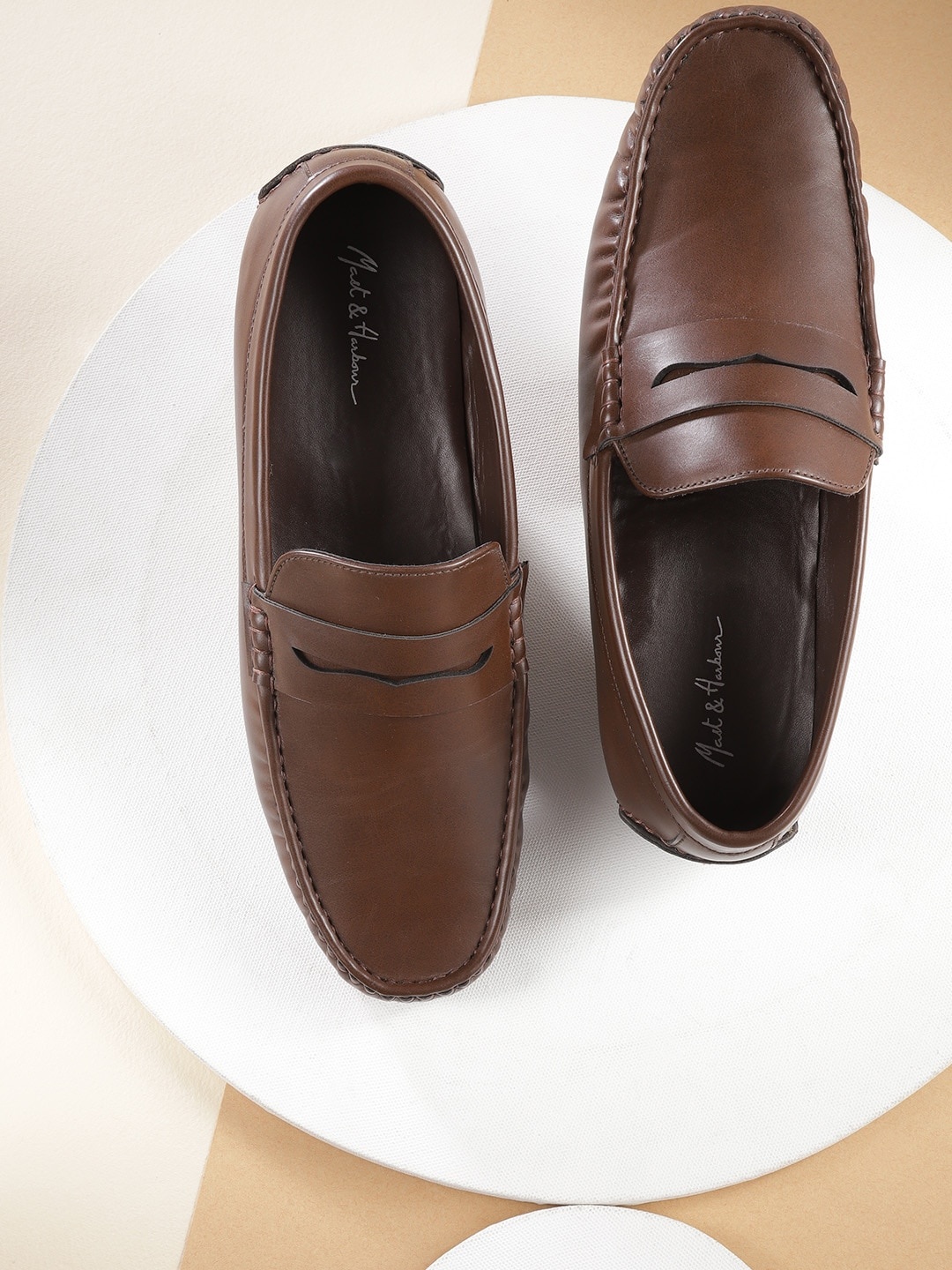 

Mast & Harbour Men Brown Penny Loafers